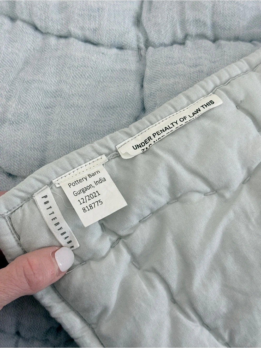 Pottery Barn Cloud Quilt Chambray Blue Queen Size
